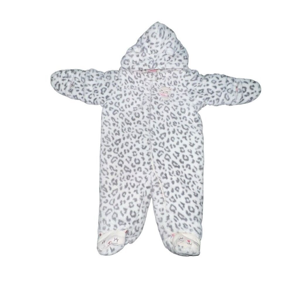 Little Wonders Baby Bunting Animal Print Full Zip One‎ Piece Size 3-6 Months Cat